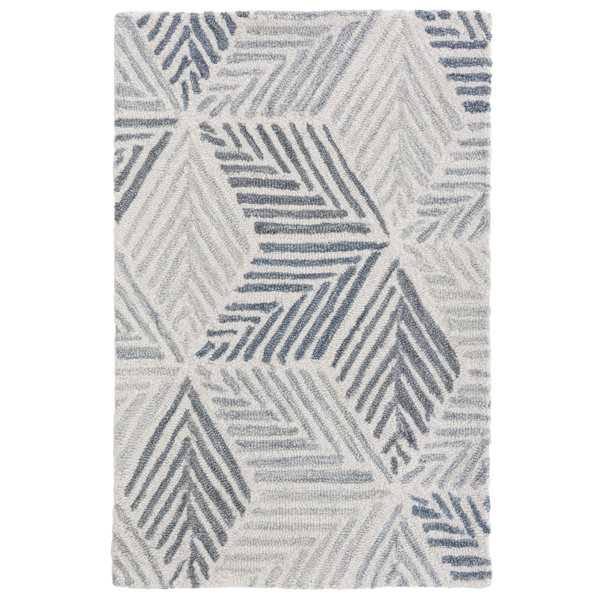 Dash and Albert Rugs Karari Hand Hooked Wool Geometric Area Rug in Gray/Blue & Reviews Perigold